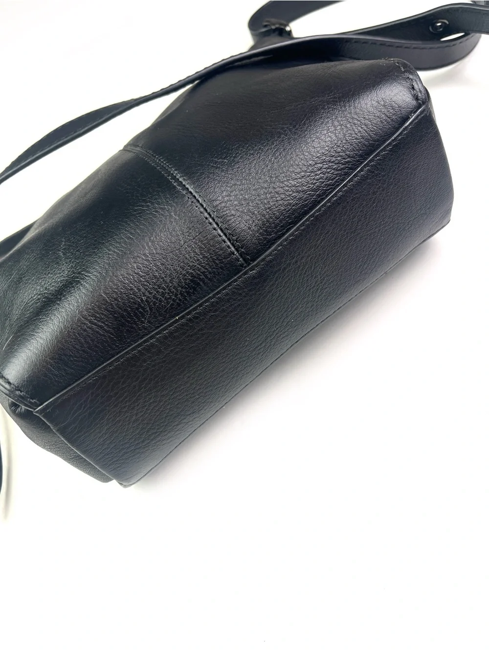 Coach Dufflette Black Leather Adjustable Buckle Strap Shoulder Bag 21377